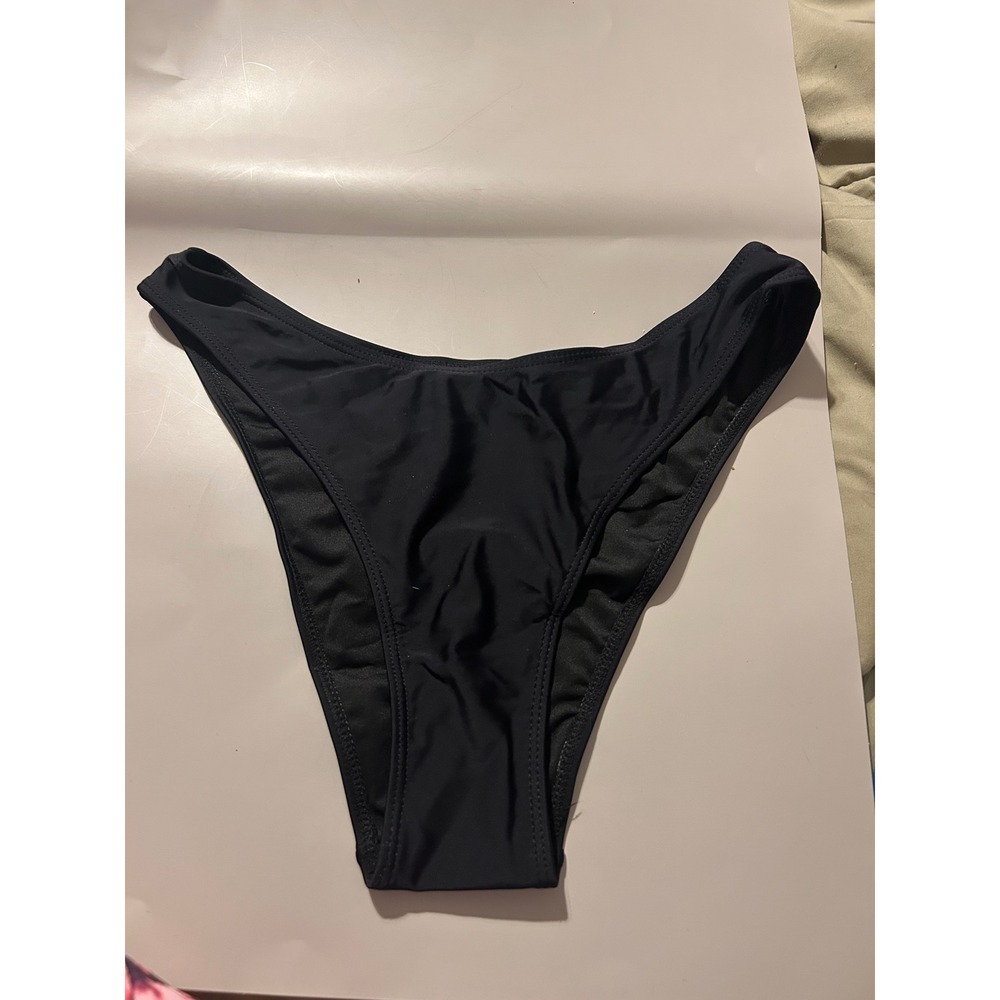 Good American Womens Black High Waist Bikini Bottom Swim GSW0678 Size 1 NWT